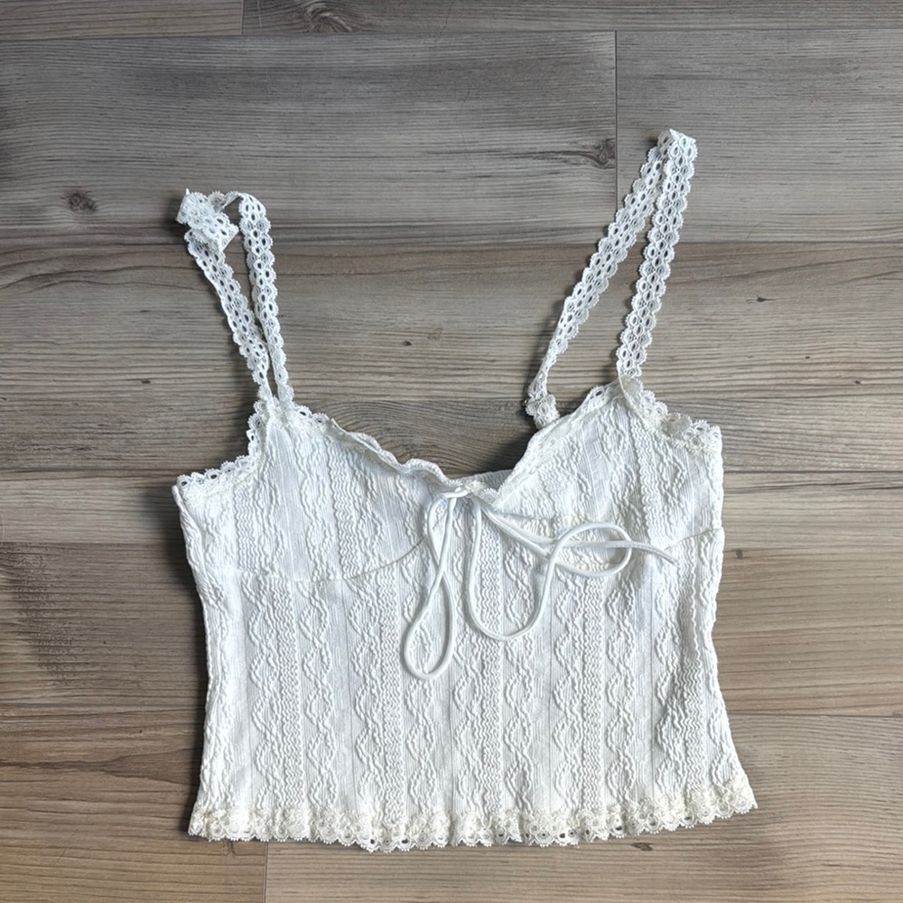 White Lace Cropped Top
